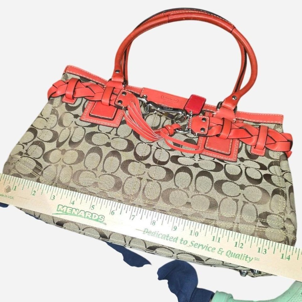 Coach Signature‎ Canvas Satchel Handbag Red Leather Trim Shoulder Bag
#coachbag - Picture 5 of 7